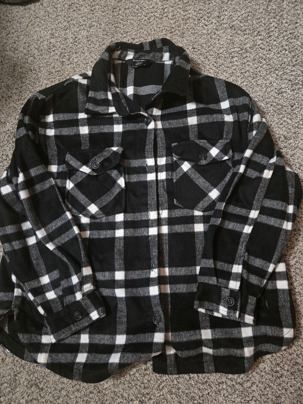 Black & White Plaid Button-Up Shacket